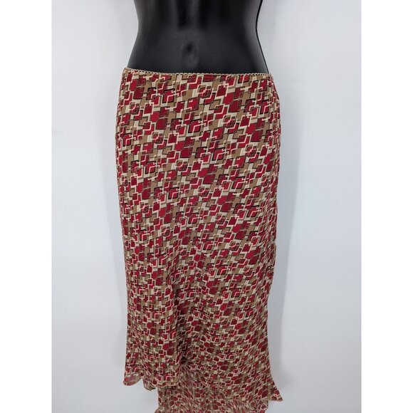 Vintage Windsor Hi Low Skirt Women Size L Geometric Y2K Chiffon Flowy USA Office - Picture 3 of 8